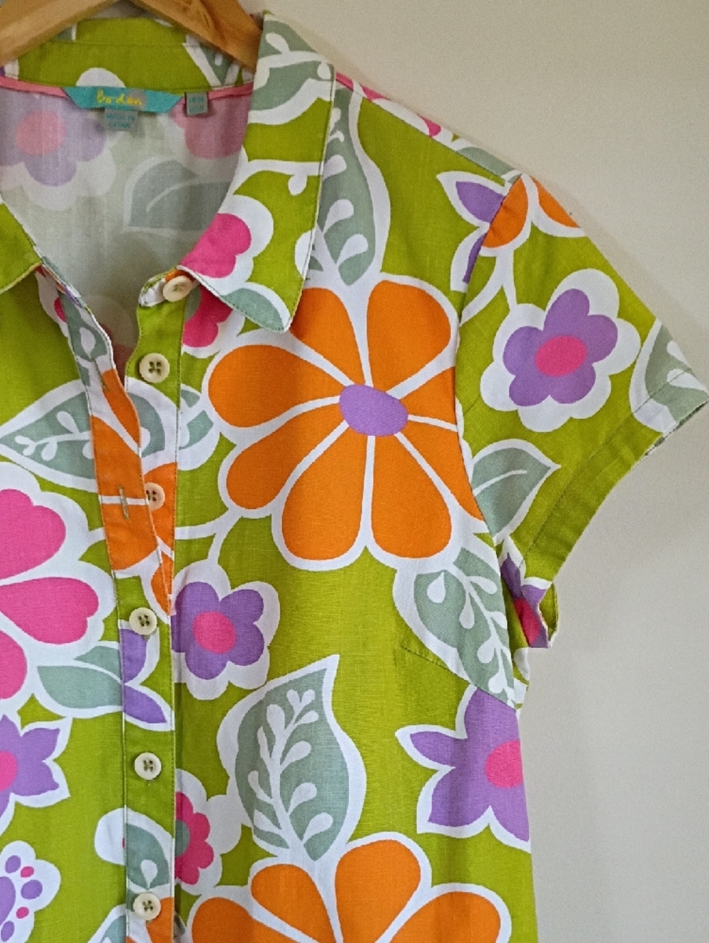 Boden Floral Dress in Lime Green, Pink & Lavender Size 12L - Picture 2 of 7